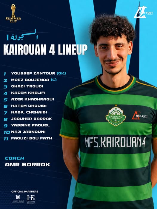 Composition de Kairouan Medina avec Azer Khadhraoui dans le onze
